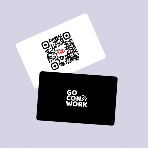 Tarjeta NFC y QR de GoConWork para contacto digital instantáneo